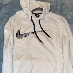 White Nike Hoodie with Black Logo